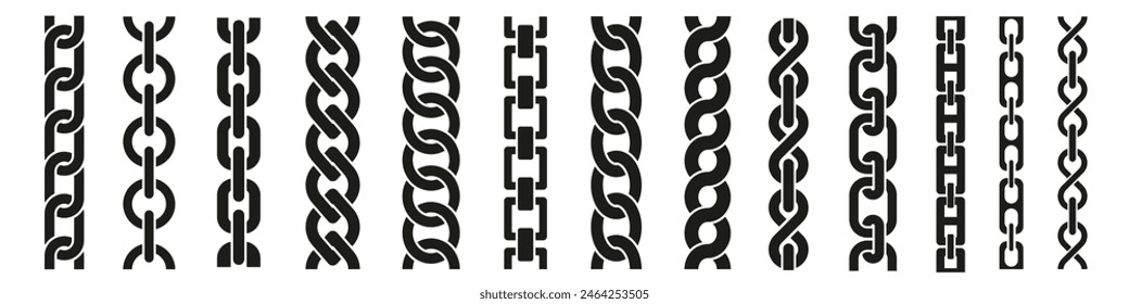 Chain brush set. Chain vector ornament