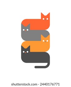Chain of cats. Lots of pets. Set cat