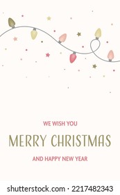 Chain of Christmas lights - greeting card. Vector illustration