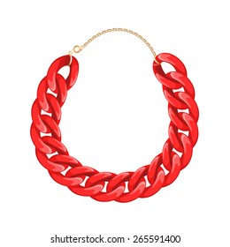 Chain Chunky Necklace Or Bracelet - Red Color. Personal Fashion Accessory Design.