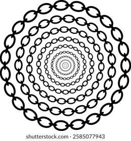 Chain circle design in round shape logo illustration chain frame link.