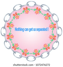 The chain in the circle and the flowers in the circle form the frame of the decisive message
