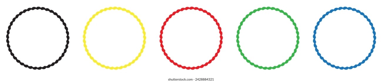 Chain circle frame set. Round border collection isolated on transparent in multi colors.