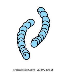 Chain of Cocci Bacteria Vector Illustration Isolated on White