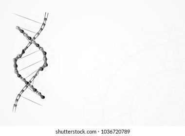 The chain composition to DNA chain and geometric background concept of science and engineering, Eps 10 vector