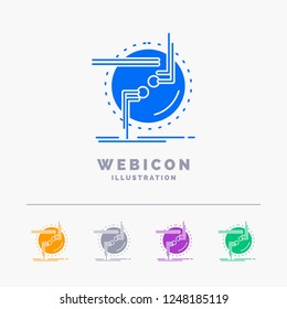 chain, connect, connection, link, wire 5 Color Glyph Web Icon Template isolated on white. Vector illustration