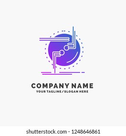 chain, connect, connection, link, wire Purple Business Logo Template. Place for Tagline.