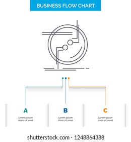 chain, connect, connection, link, wire Business Flow Chart Design with 3 Steps. Line Icon For Presentation Background Template Place for text