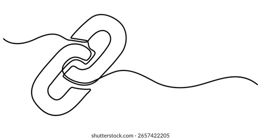  Chain continuous one line drawing isolate outline vector illustration, Linear background of chain. One continuous line drawing of a chain. Vector illustration. Chain icon in continuous line.