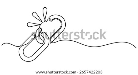  Chain continuous one line drawing isolate outline vector illustration, Linear background of chain. One continuous line drawing of a chain. Vector illustration. Chain icon in continuous line.
