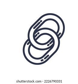 Chain copy url internet website button icon vector. Resource or link attaching, webpage or media file direction attach symbol. Linked mark in cyberspace black and white flat cartoon illustration
