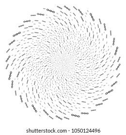 Chain curl round cluster. Element whirlpool designed from scatter chain symbols. Vector illustration style is flat iconic symbols.