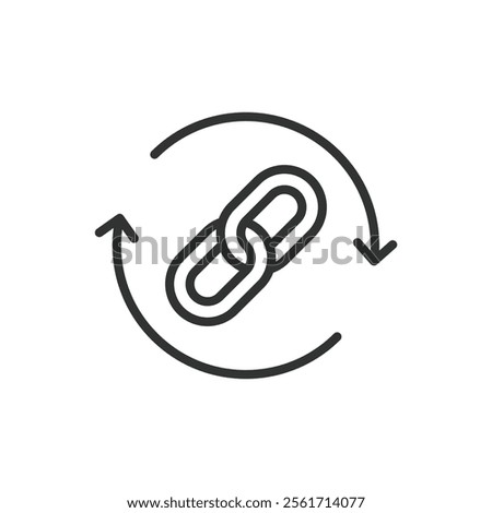 Chain cycle, icon in line design. Chain cycle, continuous loop, circular motion, rotation, chain link, cycle process, connection on white background vector. Chain cycle editable stroke icon