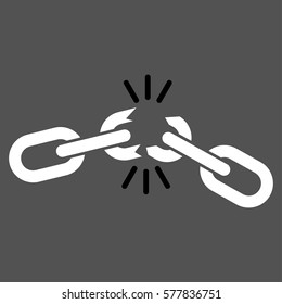 Chain Damage vector icon. Flat bicolor black and white symbol. Pictogram is isolated on a gray background. Designed for web and software interfaces.