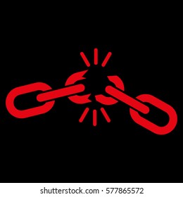 Chain Damage vector icon. Flat red symbol. Pictogram is isolated on a black background. Designed for web and software interfaces.