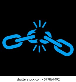 Chain Damage vector icon. Flat blue symbol. Pictogram is isolated on a black background. Designed for web and software interfaces.