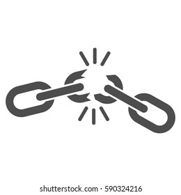 Chain Damage vector icon. Flat gray symbol. Pictogram is isolated on a white background. Designed for web and software interfaces.