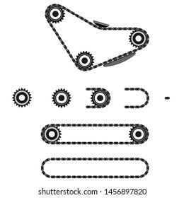 Chain drive. The links of the chain and sprocket. Vector illustration