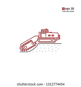 Chain excavator - vector icon. Symbol for web, infographics, print design and mobile UX/UI kit. Vector illustration, EPS10.