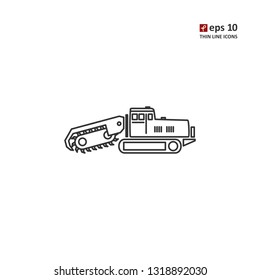 Chain excavator - vector icon. Symbol for web, infographics, print design and mobile UX/UI kit. Vector illustration, EPS10.