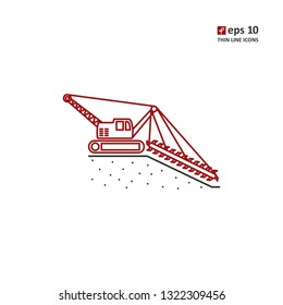 Chain excavator - vector icon. Symbol for web, infographics, print design and mobile UX/UI kit. Vector illustration, EPS10.