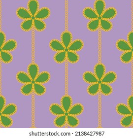Chain Floral Lines Seamless Abstract Pattern Trendy Fashion Colors Minimalist Luxury Look Design Lilac Green Tones