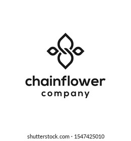 chain flower logo design vector