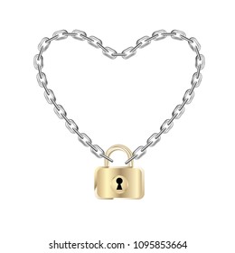 Chain formed heart symbol.Isolated on white background.