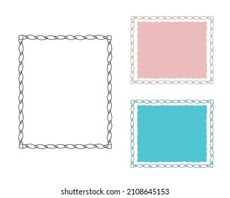 Shap de cadena, juego de marcos rectangulares. Vector. Color rosa, azul, negro