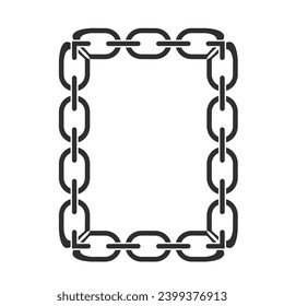 Chain frame of rectangular shape, Metal links repeat endlessly, Vector illustration isolated.