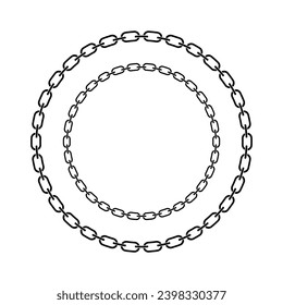 Chain frame round shape, Metal links repeat endlessly, Vector illustration isolated.