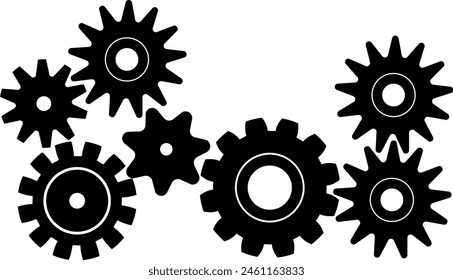 Chain Gear Algorithms Black, multiple Gear chain cycle, moving gear Black and white