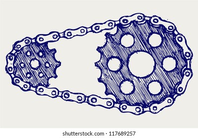 Chain gears. Doodle style