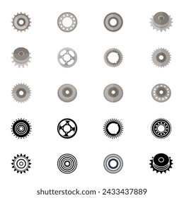 Chain Gears Illustrations Vector Elements Vector And Clip Art. Gear Silhouette, Gear Mechanical Illustration Sport Bike Wheel Vector.