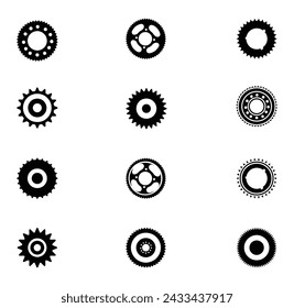 Chain Gears Illustrations Vector Elements Vector And Clip Art. Gear Silhouette, Gear Mechanical Illustration Sport Bike Wheel Vector.