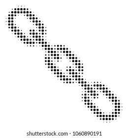 Chain halftone vector icon. Illustration style is dotted iconic Chain icon symbol on a white background. Halftone texture is round spots.