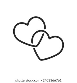 Chain of Hearts Interconnected Icon - Linear Vector Pictogram for Linked Love Symbol, Chain of Affection Design, Romantic Unity and Relationship