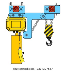  Chain hoist. Color drawing. White background.