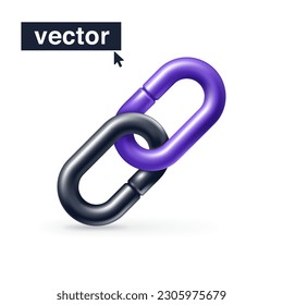 Chain icon in 3D cartoon plastic style. Realistic vector render. Colorful chain links. Connection symbol for your web design, hotspot logo, teamwork app, fun UI.