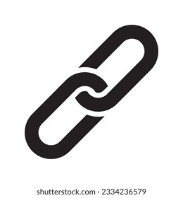icono de cadena blanco y negro, ilustración vectorial 