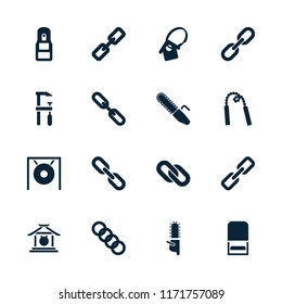 Chain icon. collection of 16 chain filled icons such as office supply, home key tag, gong. editable chain icons for web and mobile.