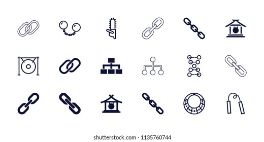 Chain icon. collection of 18 chain filled and outline icons such as gong, structure, dna, necklace. editable chain icons for web and mobile.