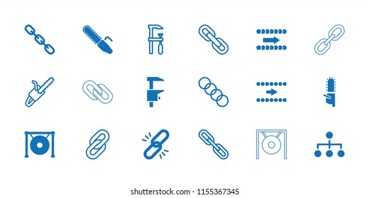 Chain icon. collection of 18 chain filled and outline icons such as gong, arrow, link. editable chain icons for web and mobile.