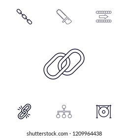 Chain icon. collection of 7 chain outline icons such as gong, arrow. editable chain icons for web and mobile.