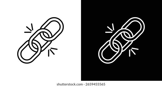 Icono de cadena para concepto y Diseño gráfico. Colección de iconos de vector de estilo negro de alta calidad
