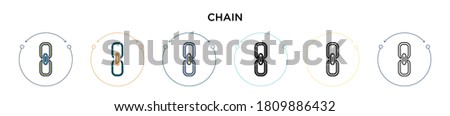 Chain icon in filled, thin line, outline and stroke style. Vector illustration of two colored and black chain vector icons designs can be used for mobile, ui, web