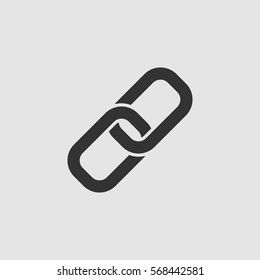 Chain icon flat. Black pictogram on grey background. Vector illustration symbol