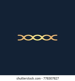 Chain icon flat. Simple gold pictogram on dark background. Vector illustration symbol
