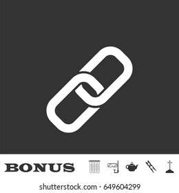 Chain icon flat. White pictogram on black background. Vector illustration symbol and bonus icons