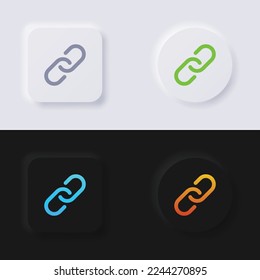Icono de cadena, símbolo de enlace, botón de neumorfismo multicolor diseño de interfaz de usuario suave para diseño web, interfaz de usuario de aplicación y más, conjunto de iconos, botón, vector.